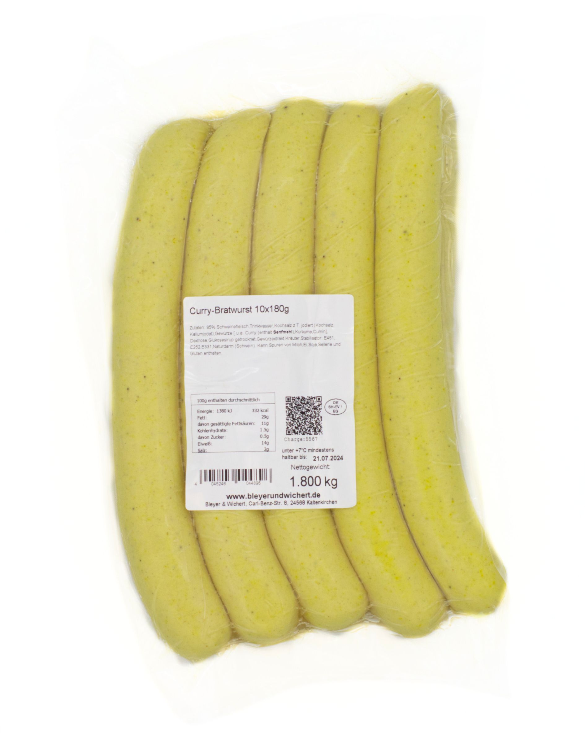 Curry-Bratwurst 10x180g von Bleyer & Wichert