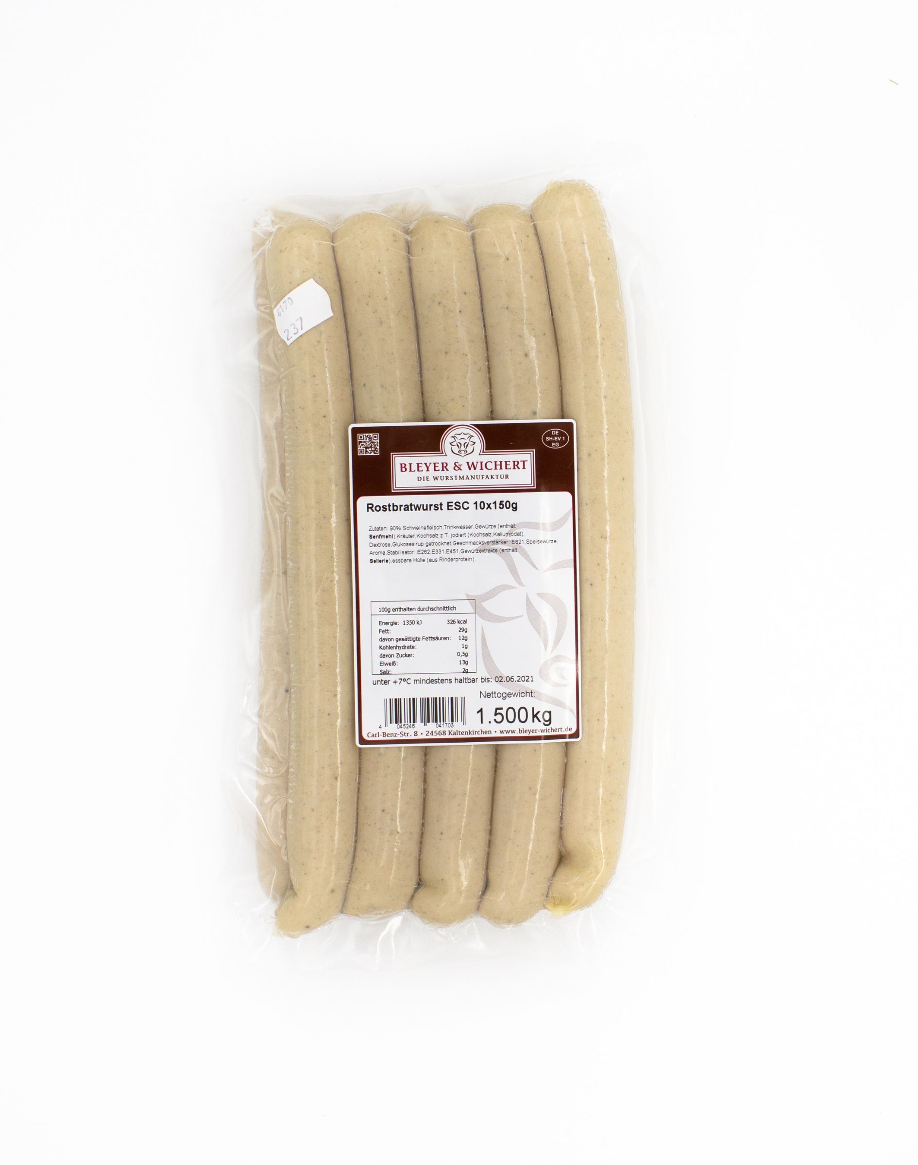 Rostbratwurst ESC 10x150g von Bleyer & Wichert 